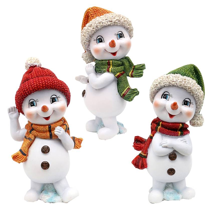 poly schneekinder farbige schneemänner lustige gesichter