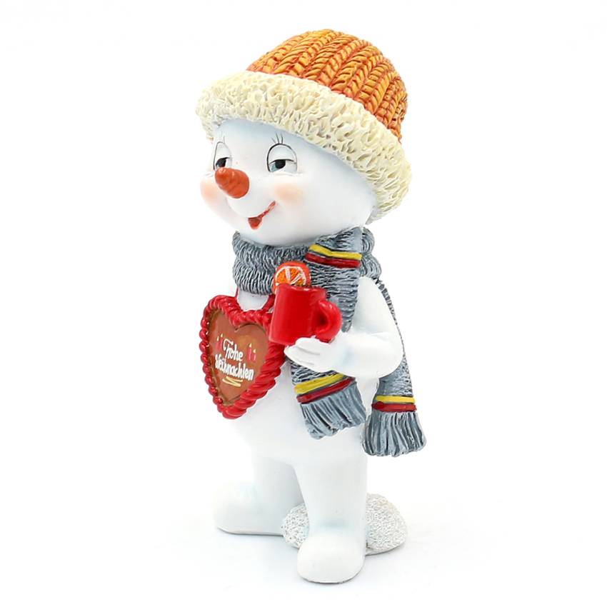 Polyresin-Schneekinder Schneemannfiguren "Weihnachtsmarktbesucher"