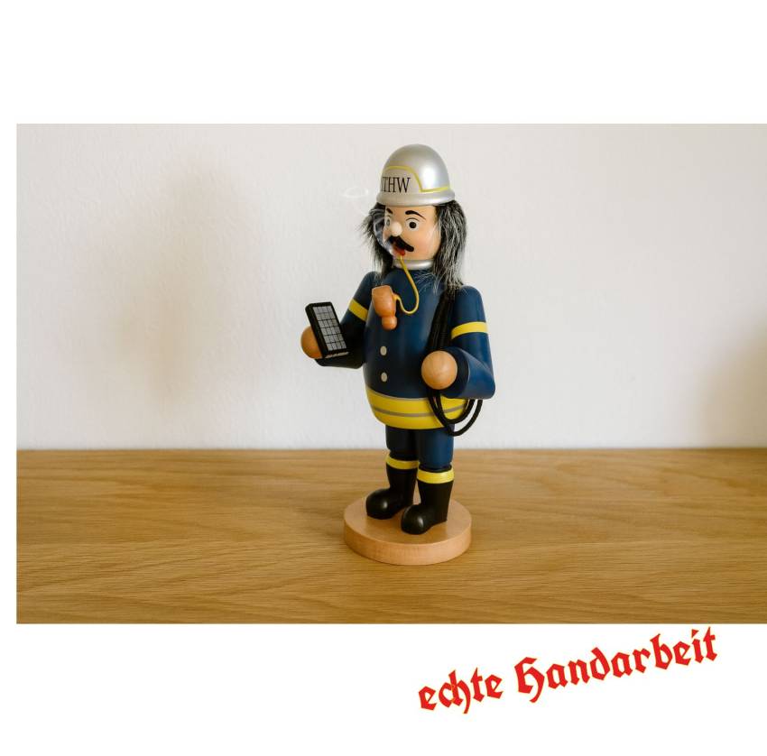 Holz Räuchermann " THW-Helfer " mit Uniform
