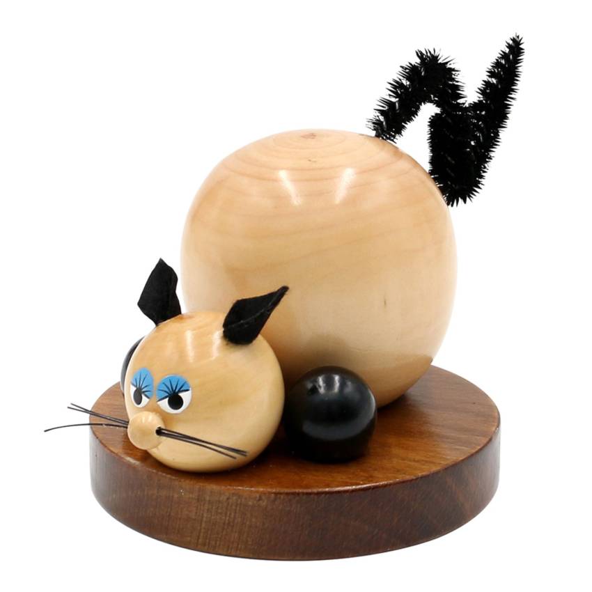 Räucherfigur Katze aus Holz – handgefertigt in drei Farben