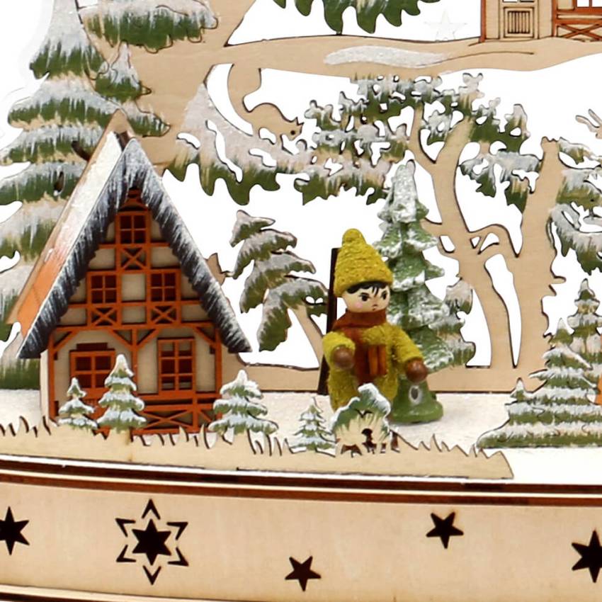 Schwibbogen Winterwald mit Moosmann Figuren Acrylglas Hintergrund