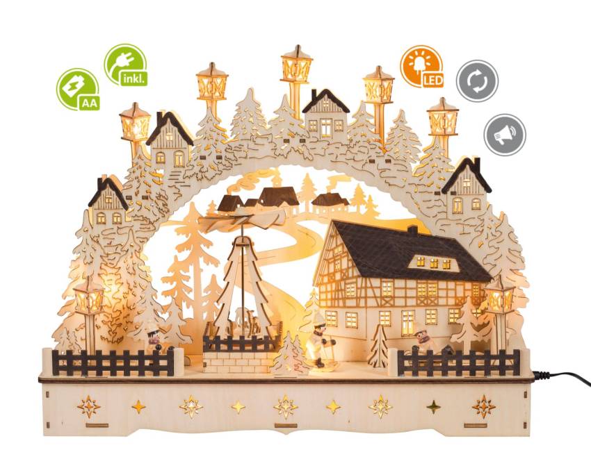 led lichterbogen mit drehender pyramide