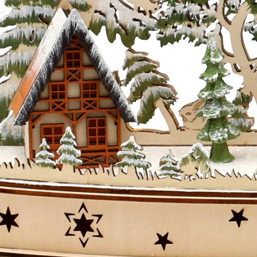 Holz Schwibbogen "Winterwald mit Wichtel Figuren"ausschnitt