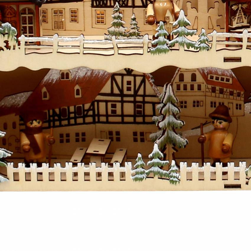 bank Schwibbogen mit Bank dekorativer filigraner Weihnachtsmarkt