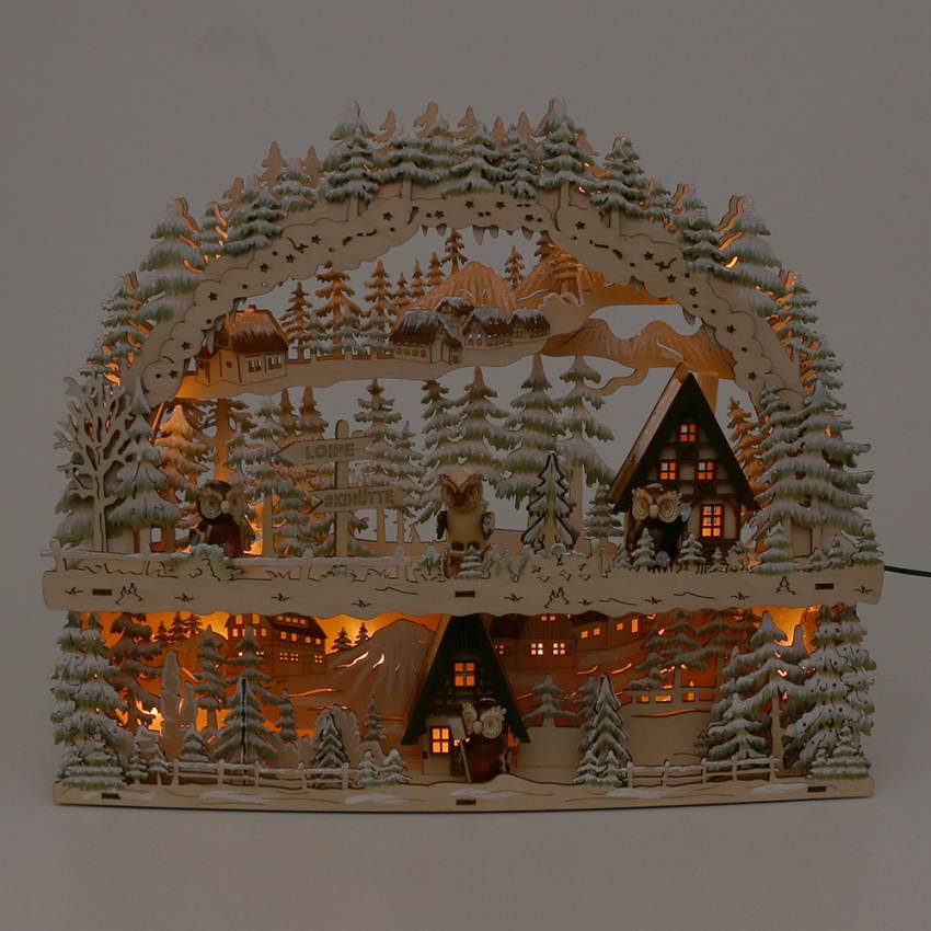 led 3d lichterbogen holz mini eulen