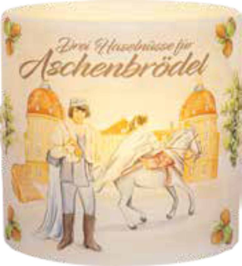 XL Windlicht „Drei Haselnüsse für Aschenbrödel®“ – märchenhafte Lichtstimmung aus Wachs