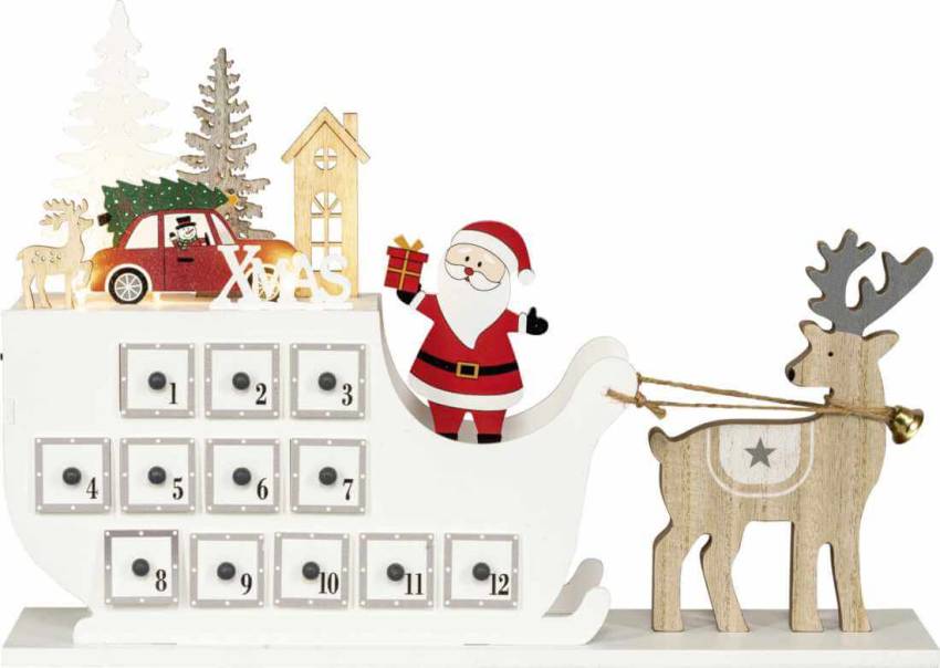 Adventskalender "Weihnachtsmann auf Rentierschlitten"