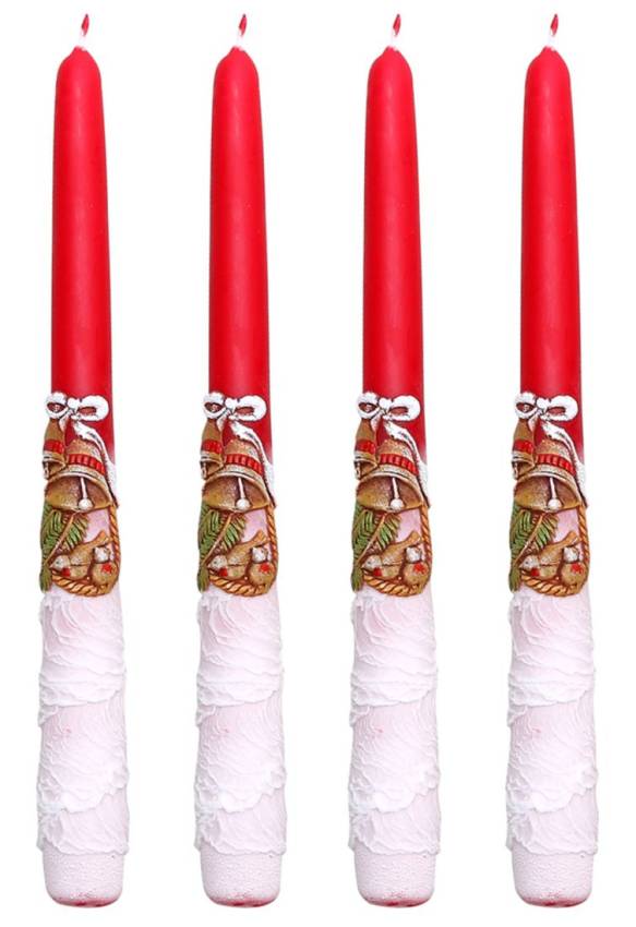 Leuchterkerze mit Weihnachtsdekor Kerze/Laterne/Glocke,
