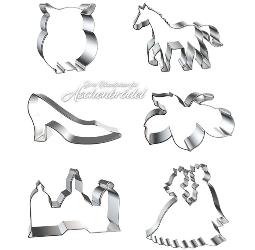 Ausstechförmchen "Backen mit Drei Haselnüsse für Aschenbrödel®" – märchenhaftes 6er-Set für deine Weihnachtsbäckerei