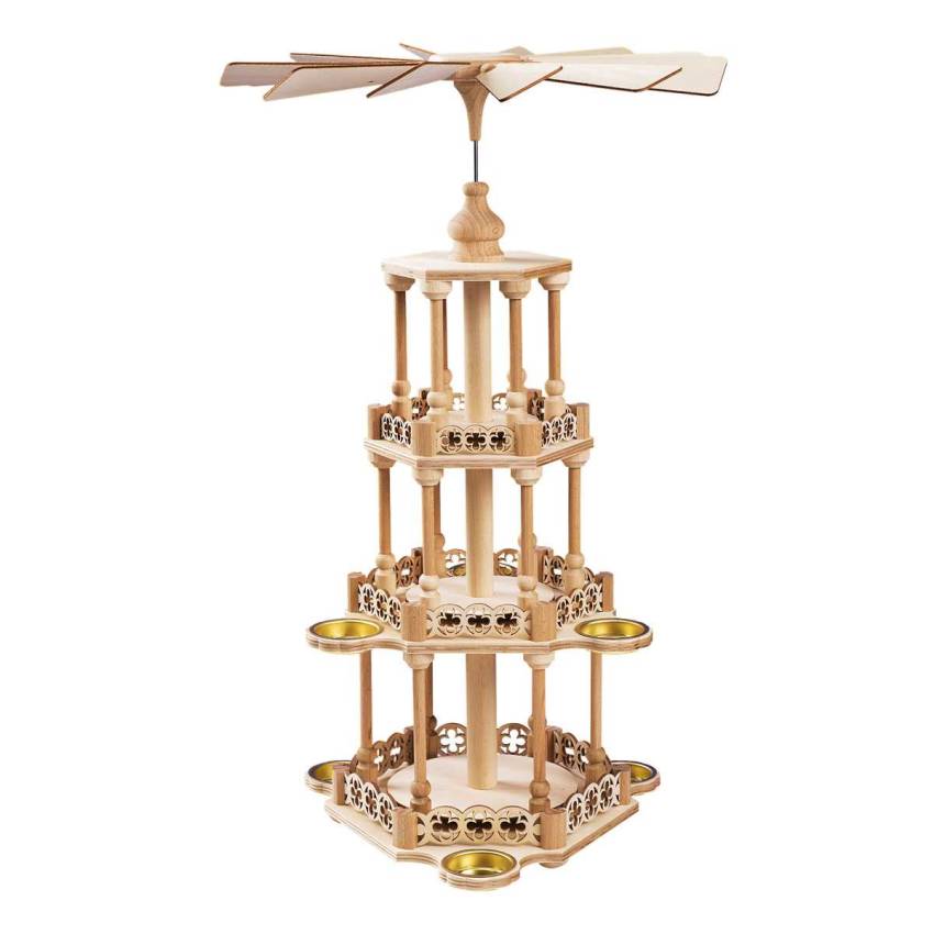 holzbausatz weihnachspyramide 3 stock teelichte