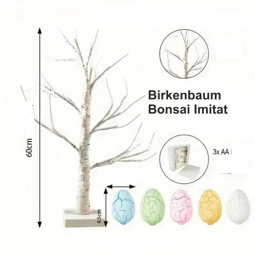Beleuchtete Osterdeko LED Birkenbaum Eierbaum