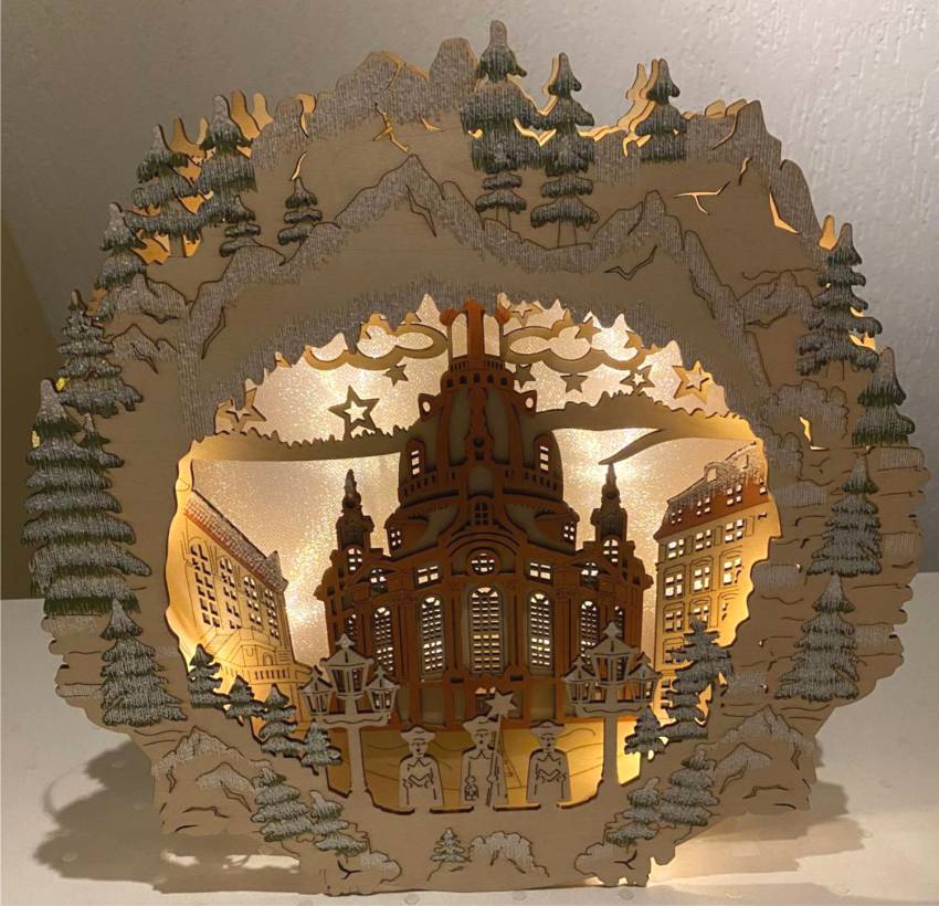 LED Beleuchtetes Fensterbild Dresdner Frauenkirche groß