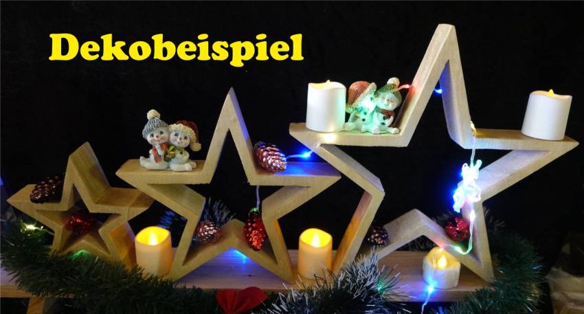 3 grosse dekosterne aus echtholz weiss shabby cic