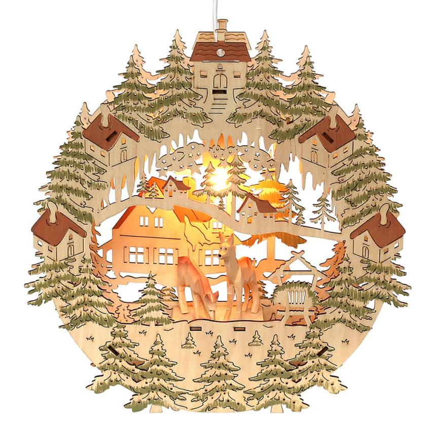 fensterbild erzgebirge filigrane holzkunst echt geschnitzt rehe
