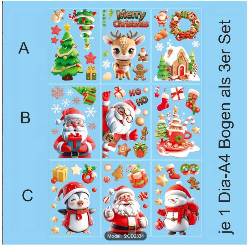 „Doppelseitige Fensteraufkleber für Weihnachten – ideal für Glasflächen, Kühlschrank und Spiegel“ kinderzimmerdeko