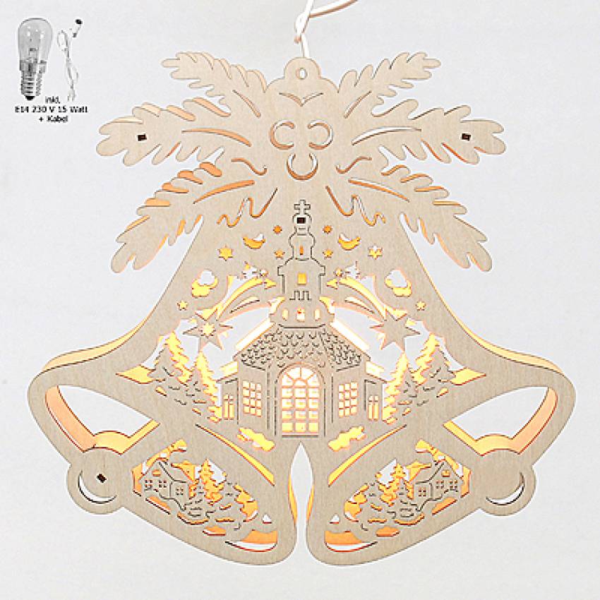 echt erzgebirgisches doppleglocke fensterbilld seiffener kirche