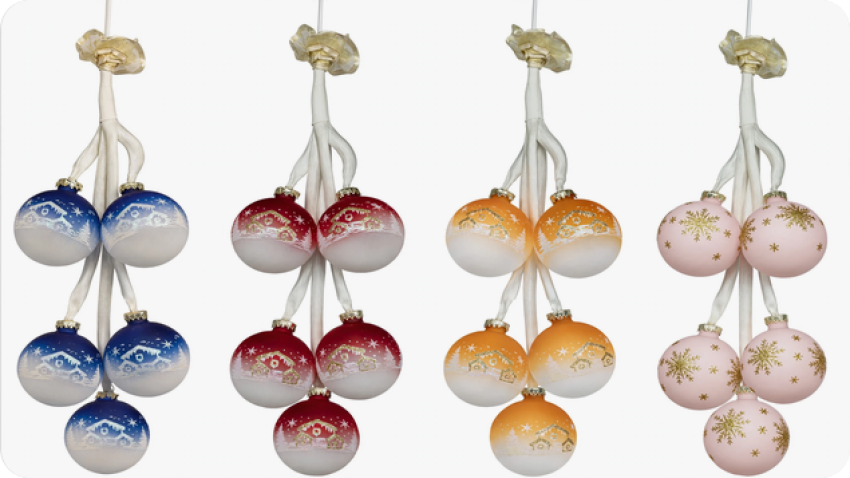Glaskugelschmuck Leuchtgehänge beleuchtet Motiv Landhaus LED