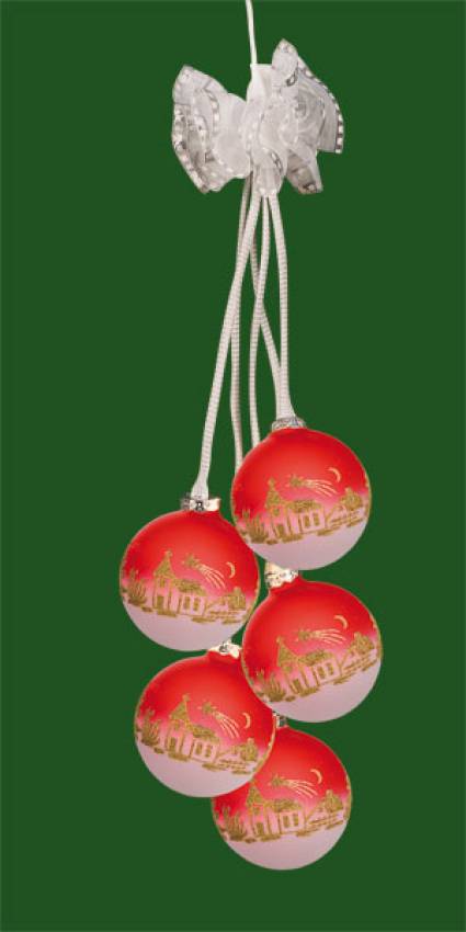 glaskugelleuchtgehänge rot weiss weihnachtsnotiv gold