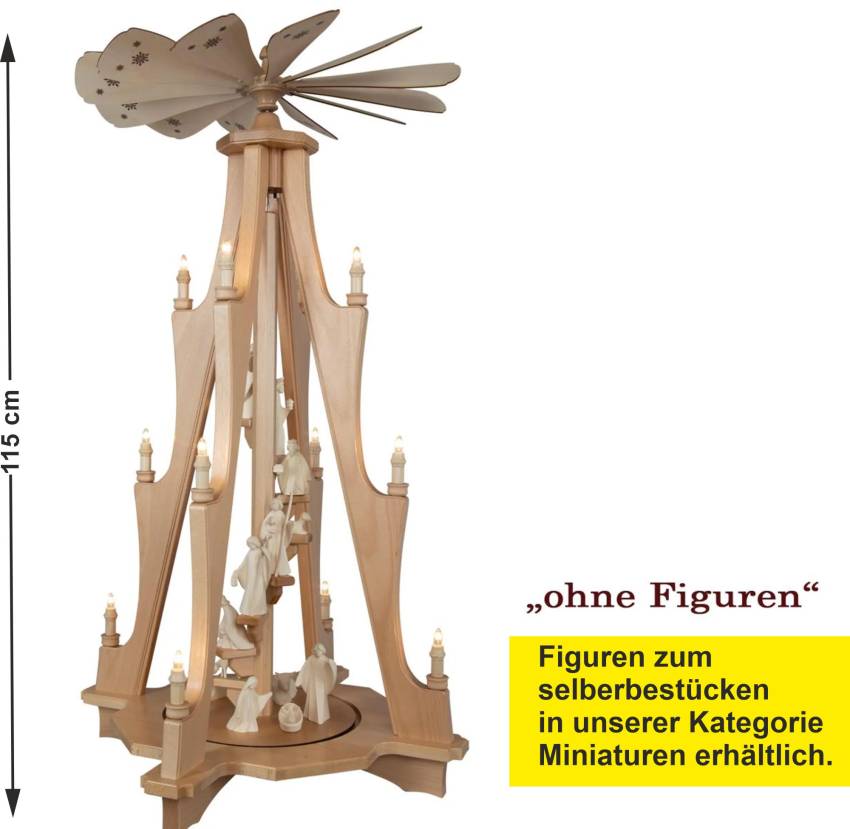Erzgebirge Holz große Weihnachtspyramide elektrisch LED