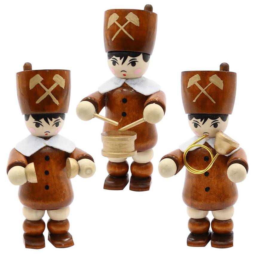 XL Miniaturen – Set Bergleute mit Instrumenten aus Holz