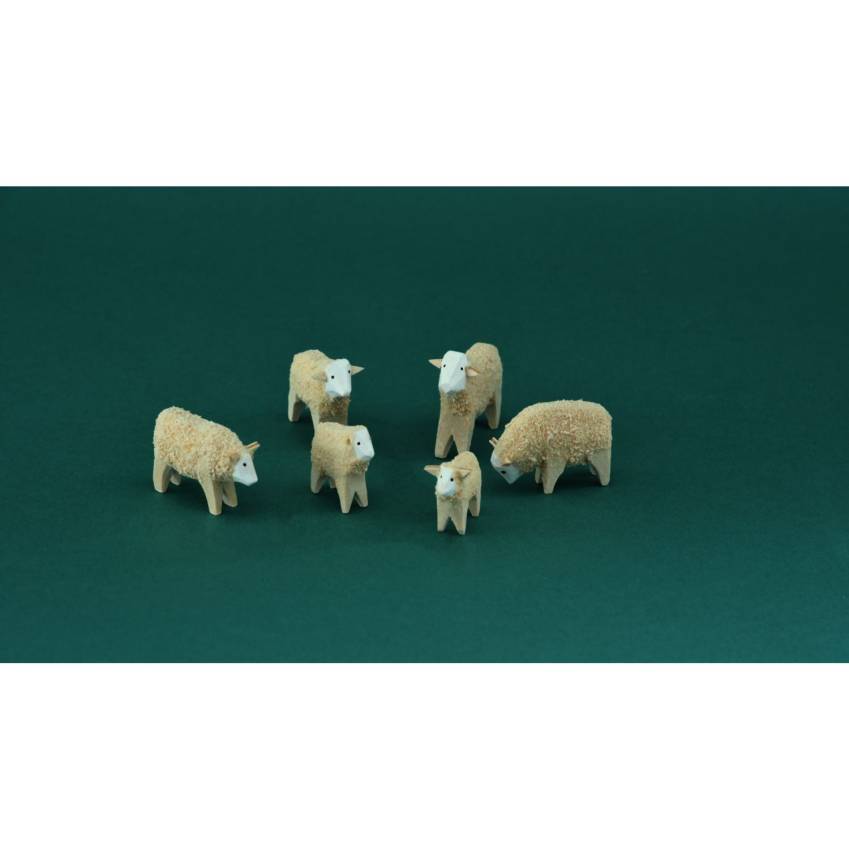 Miniaturen Handgeschnitzte Schaffamilie Holzfiguren