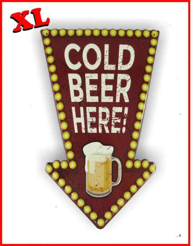 Blech Wandschild Cold Beer Here Bierschild