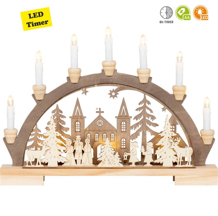 LED-Lichterbogen Vor dem Dome - 7-flammig mit Timer