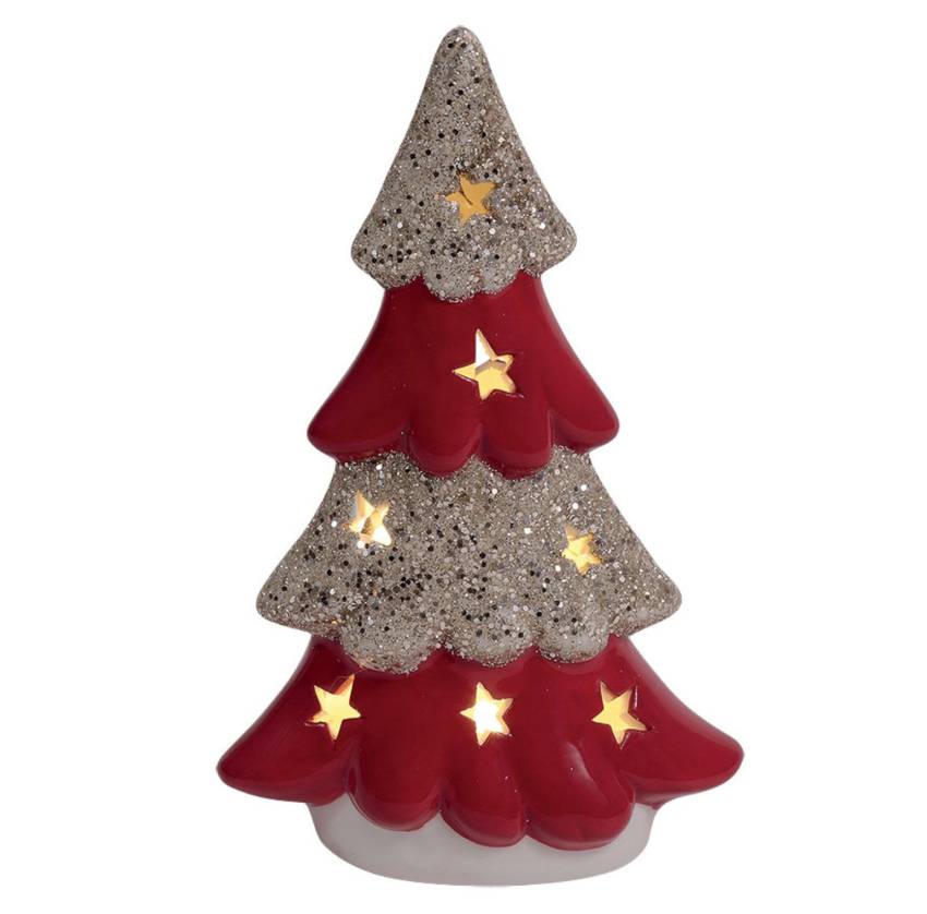 Teelichthalter „Glitzer-Tannenbaum“ – aus hochwerigen Keramik mit Bio-Glitter