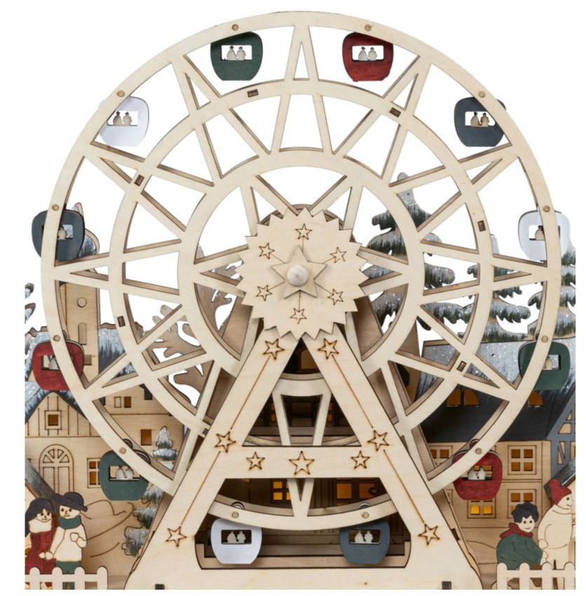 Lichterbogen Winterszene Diorama mit drehendem Riesenrad Timerfunktion