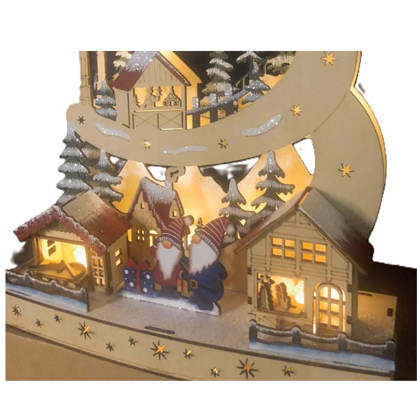 LED-Lichterspitze „Wichtel weihnachtsszene“ – mit Timer