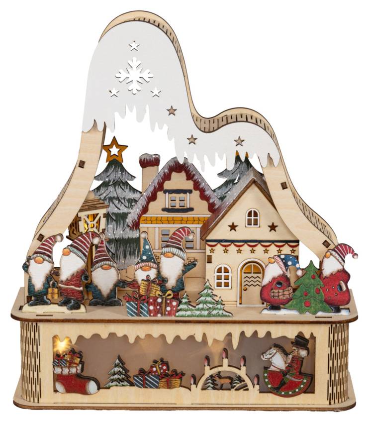 Weihnachtswichtel Schwibbogen mit LED – liebevolle Holzdeko für Kinderzimmer"