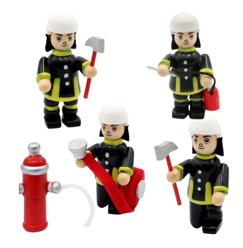 Holzminiaturfiguren Feuerwehrleute Holzkunst zum basteln bestücken