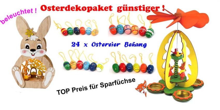 osterhase beleuchtet osterstrauchbehang 22 stück,osterpyramide als komplettes Osterdekopaket