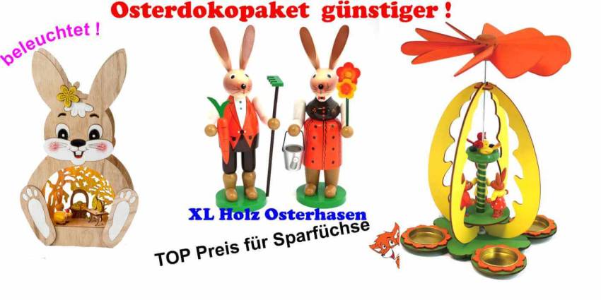 osterdeko osterhase beleuchtet holzhasen farbig groß osterteelichtpyramide