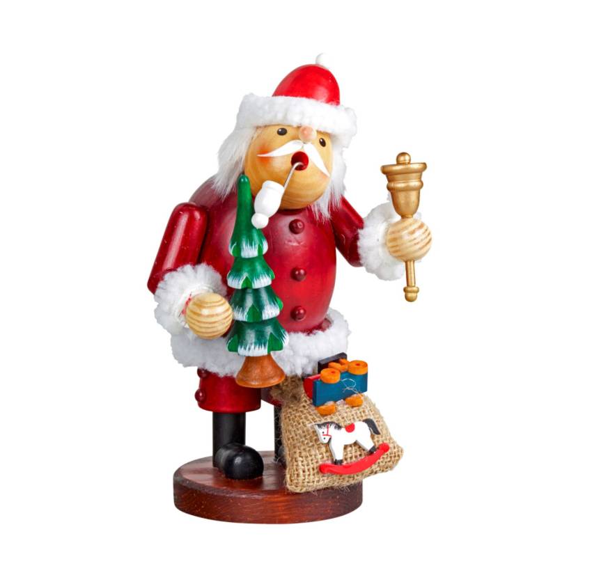 Großer Räuchermann Weihnachtsmann – Holzkunst 22 cm mit Geschenkesack