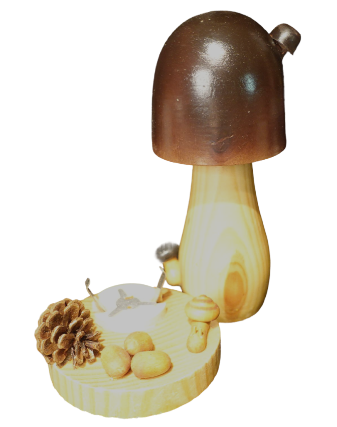 Räucherpilz, natur-braun, Marone handbemalt