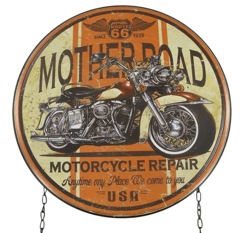 Retro Wandschild Always Open Werkstatt Motorrad