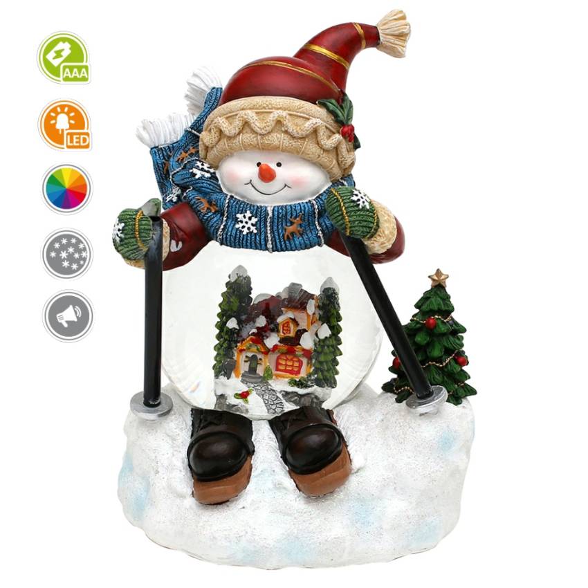 schneemann,polystein spieluhr,schneekugel farbig