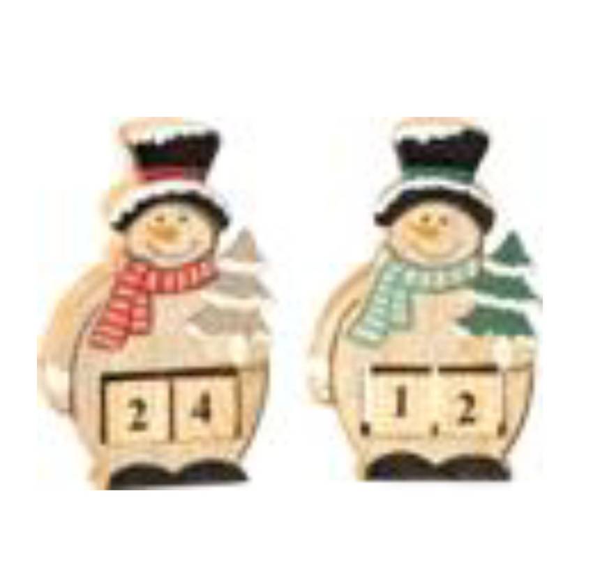 Schneemann-Weihnachtskalender aus Holz – Lernspielzeug mit Zahlenwürfeln