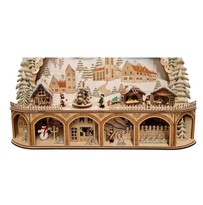 Schwibbogen Weihnachtsmarkt mit Podest und Bewegung podest bank