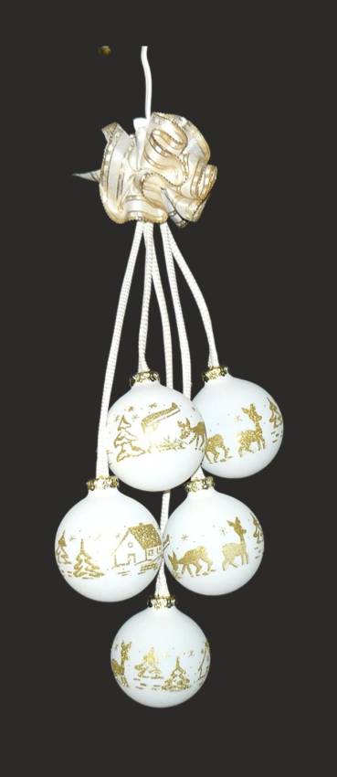 Leuchtgehänge Kugelgehänge - Thüringer Glaskugelschmuck Waldhaus schneeweiss