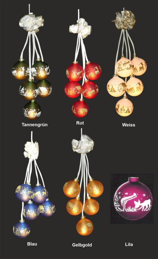 Leuchtgehänge Kugelgehänge - Thüringer Glaskugelschmuck Waldhaus