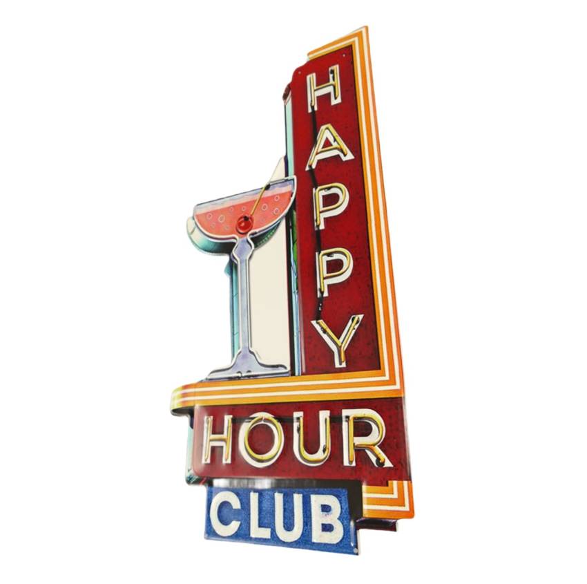 großes Wandschild Blechschild Happy Hour Club Cocktail Bar Kneipe Shabby