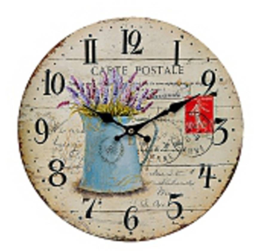 Landhausstil Vintage Wanduhr Carte Postale shabb chic