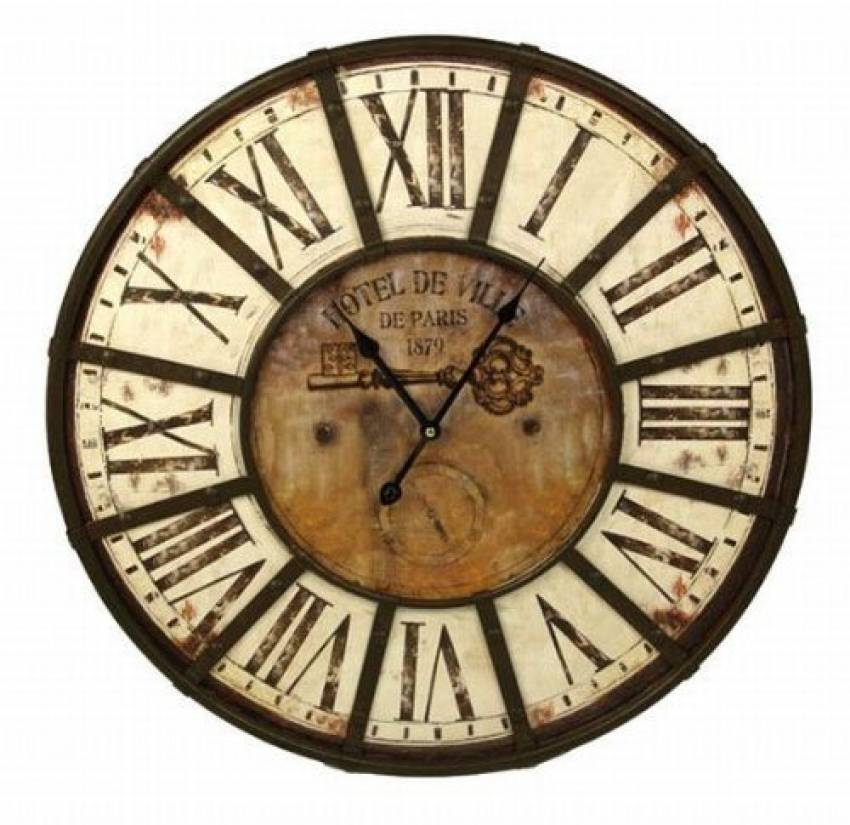 Wanduhr xxl Hotel mit Metalrahmen Holz