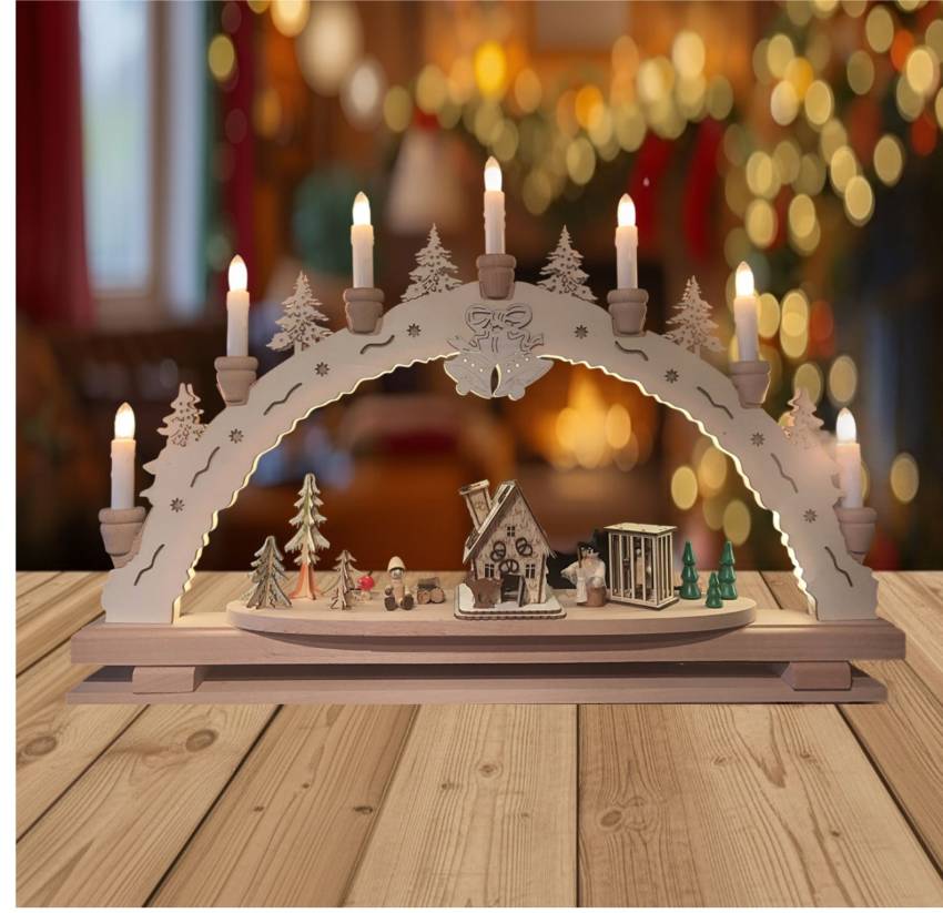 XL Holz-Schwibbogen „Hänsel und Gretel“ mit Räucherhaus oder Backofen mit Hexebhaus Räuckerhaus