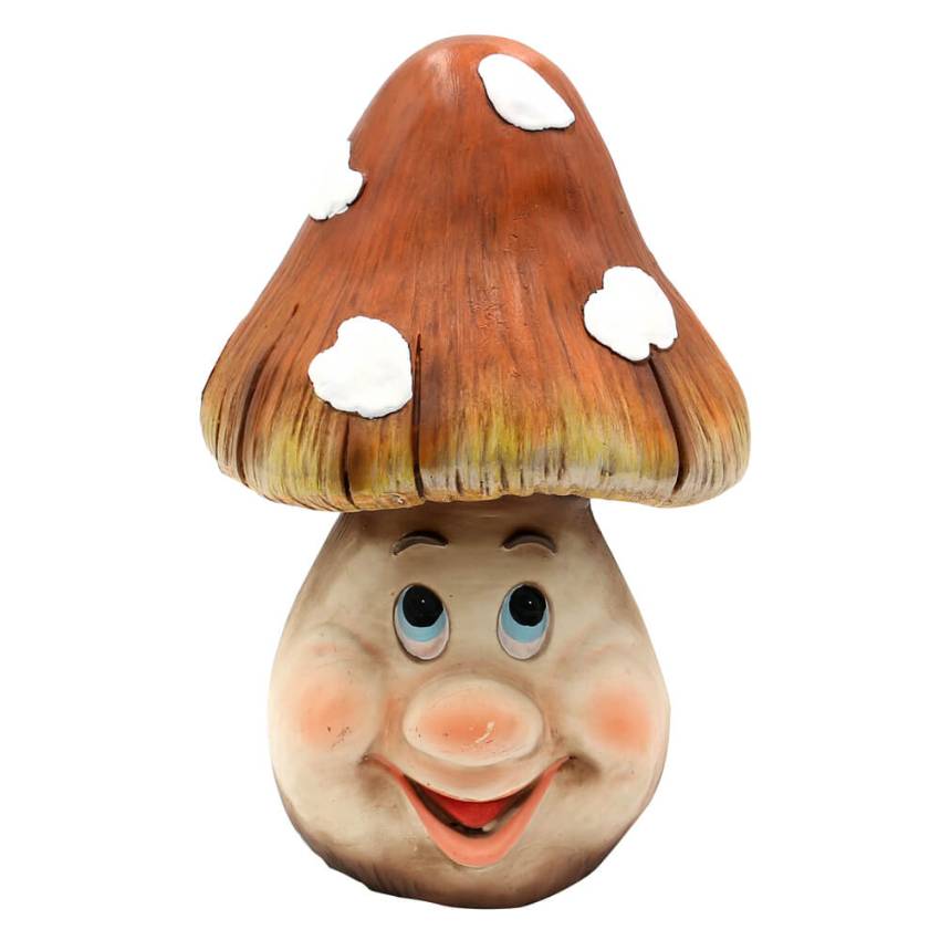 MGO-Keramik Pilz braun mit Gesicht gartendeko