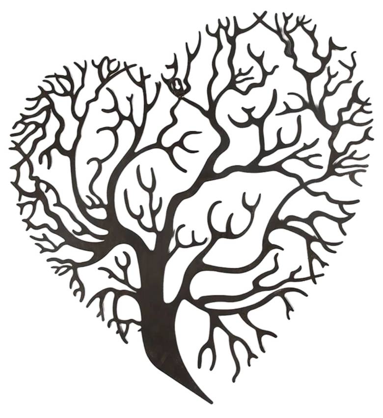 XXL Wanddeko Lebensbaum Baum Ornament in Herzform Eisen