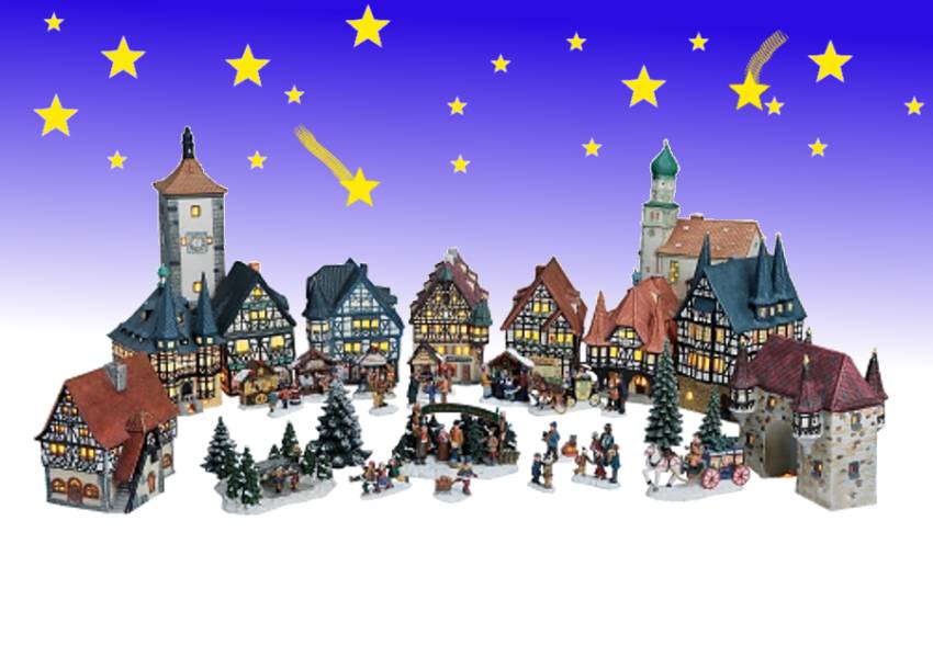 licherhäuser stadt mit licht porzellan