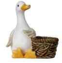 Gartendeko XL Gans sitzend neben Pflanztopf Gartendeko aus MGO